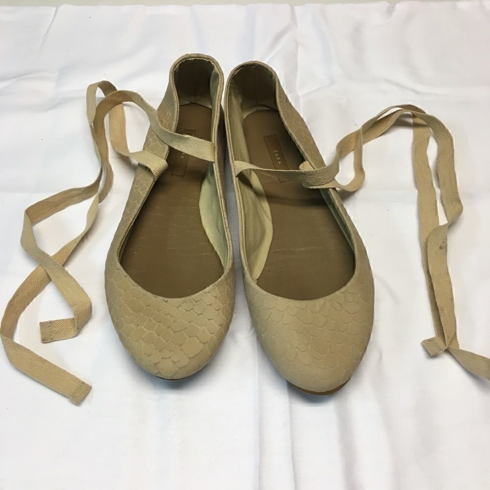 Nwot Zara ballet flats with ankle wrap sz 38